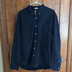 J. Crew Navy Button-Down Slim Shirt with Dots